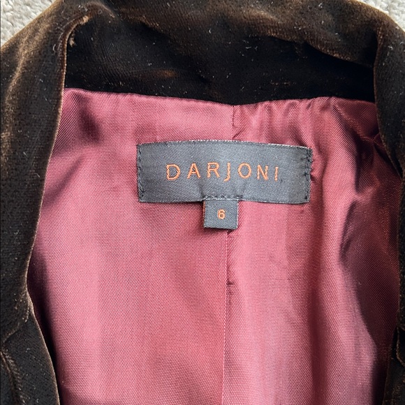 Darjoni Brown Velvet Blazer Jacket Women Size 6 Tailored Two Button - Picture 2 of 14